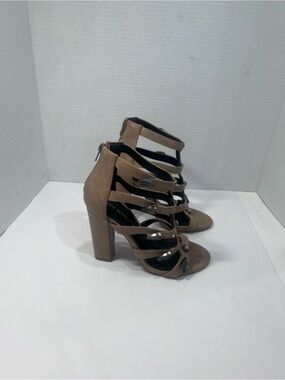 Shoe Republic LA Taupe Strappy Block Heel Sandals